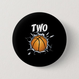 Kinder 2 jaar oud basketbal verjaardagsfeestje the ronde button 5,7 cm