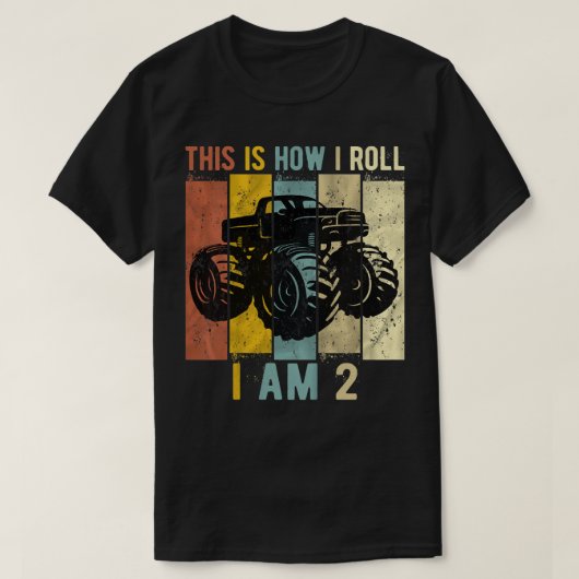Kinder 2 jaar oud jongetje monster Truck 2e bir T-shirt (Design voorkant)