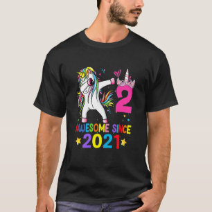 Kinder 2 jaar oud Unicorn Dabbing 2e verjaardag me T-shirt
