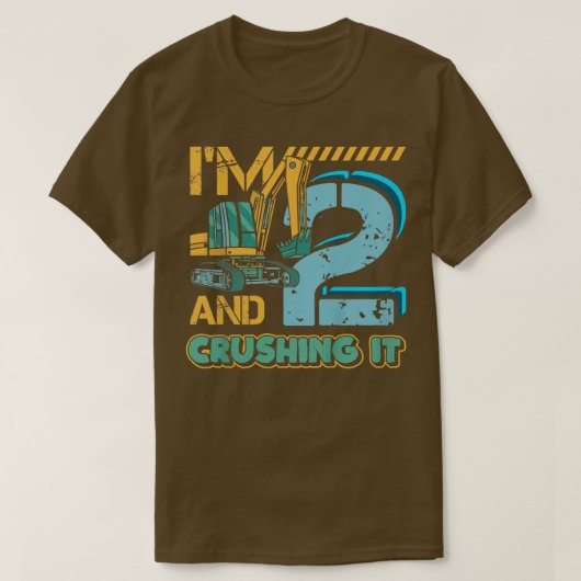 Kinder 2 jaar oude graafmachine Tractor Ik ben Cru T-shirt (Design voorkant)