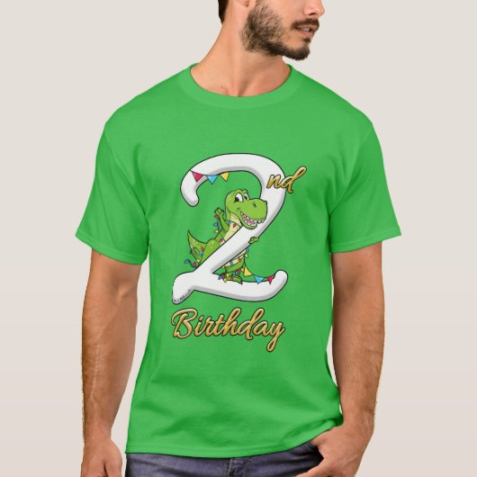 Kinder 2 jaar oude jongens 2e dag Dinosaur | Dino  T-shirt (Voorkant)