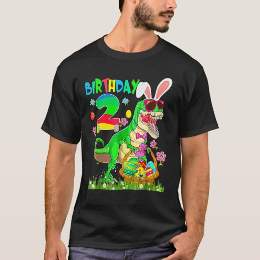 Kinder 2 jaar oude T Rex Dinosaur paasbunny Egg 2n T-shirt (Voorkant)