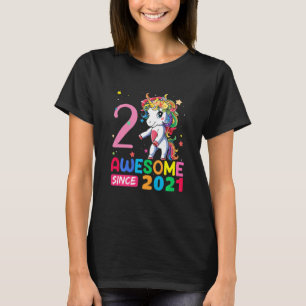 Kinder 2 jaar oude Unicorn Flossann 2e verjaardag T-shirt