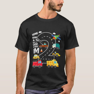 Kinder 2 jaar oude vervoer verjaardagsjongen 2e to t-shirt