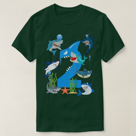 Kinder 2 jaar oude zeehaaiThema Partij 2e geboorte T-shirt (Design voorkant)
