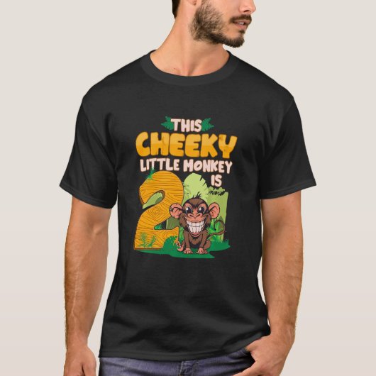 Kinder 2e Verjaardag Aap Safari Cheeky Kleine Monk T-shirt (Voorkant)