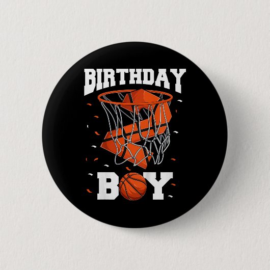 Kinder 2e verjaardag basketbal jongen twee jaar ou ronde button 5,7 cm (Voorkant)