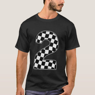 Kinder 2e Verjaardag Checkered Nummer 2 Auto Racin T-shirt
