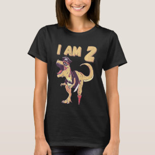 Kinder 2e verjaardag Dino 2 jaar Pirate Tyrannosau T-shirt