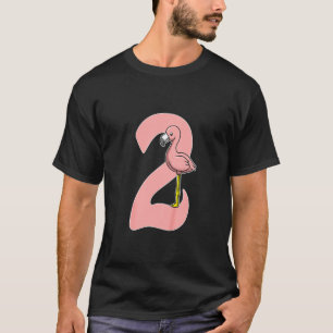 Kinder 2e verjaardag Flamingo 2 jaar oude roze vog T-shirt