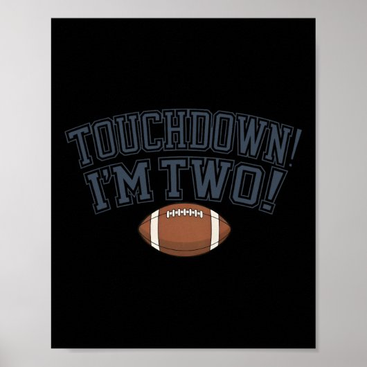 Kinder 2e verjaardag Football speler Touchdown in  Poster (Voorkant)