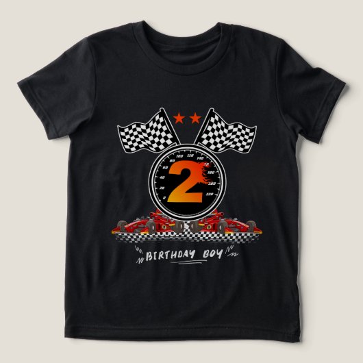 Kinder 2e Verjaardag Jongen 2 Tweede Race Auto Ver Tri-Blend Shirt (Design voorkant)