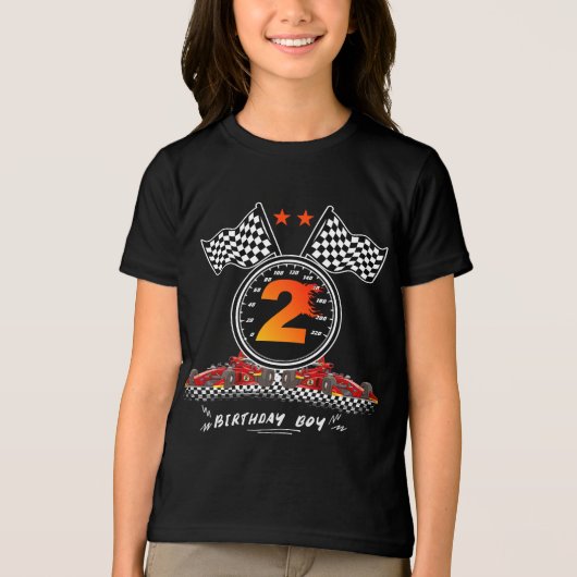 Kinder 2e Verjaardag Jongen 2 Tweede Race Auto Ver Tri-Blend Shirt (Voorkant)