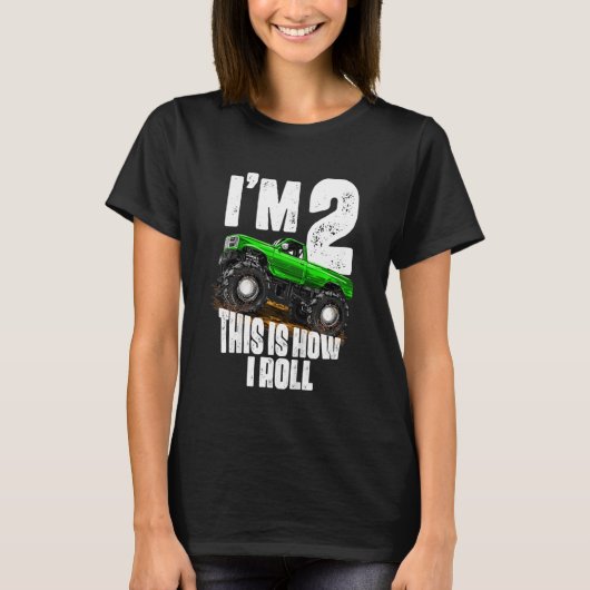 Kinder 2e verjaardag Jongen Monster Truck Rule T-shirt (Voorkant)
