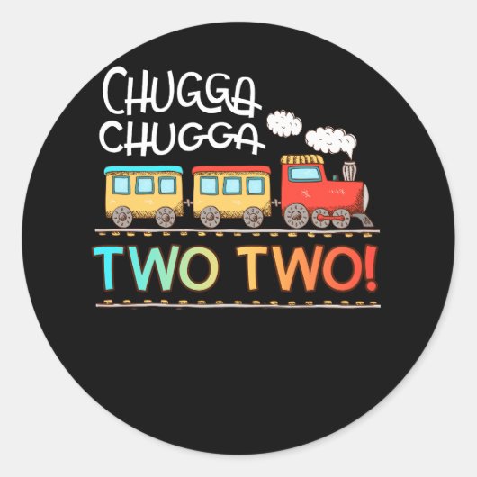 Kinder 2e Verjaardag Jongen Trein Chugga Chugga Tw Ronde Sticker (Voorkant)