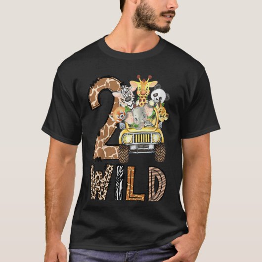 Kinder 2e verjaardag Safari Twee wilde dierentuin  T-shirt (Voorkant)