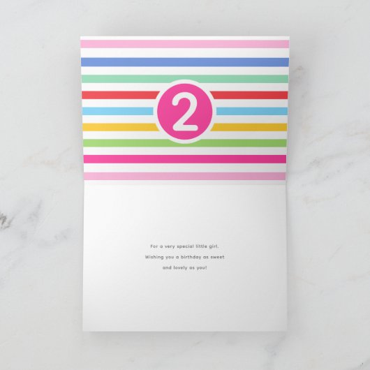 Kinder 2e Verjaardag Schattigee Regenboog Foto Har Kaart (Binnen)