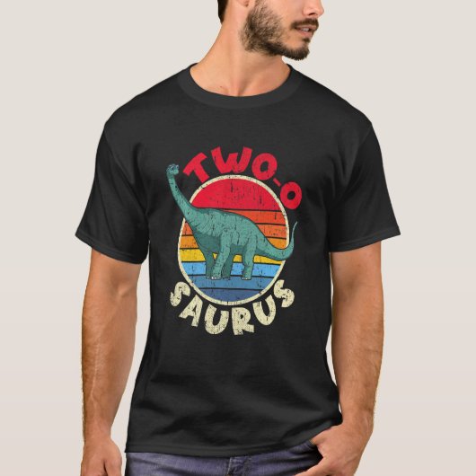 Kinder 2e verjaardag twee o Saurus i Brachiosaurus T-shirt (Voorkant)