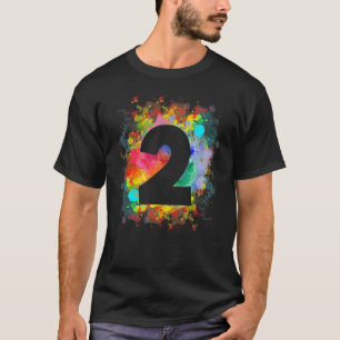 Kinder 2e verjaardag Verf Splashes Splatter Colorf T-shirt