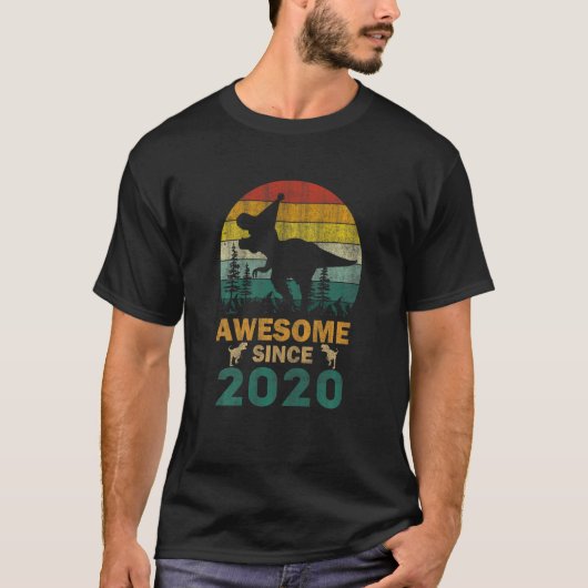 Kinder 3 jaar oud dinosaurus Geweldige sinds 2020  T-shirt (Voorkant)