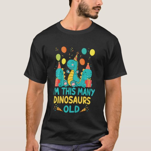 Kinder 3 jaar oud Ik ben deze vele dinosaurussen o T-shirt (Voorkant)