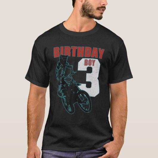 Kinder 3 jaar oud Kind - Birthday Boy - Dirt Bike  T-shirt (Voorkant)