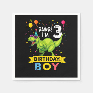 Kinder 3 jaar oud Shirt 3e verjaardag Jongen T Rex Servet