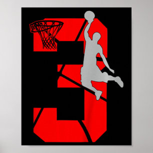 Kinder 3 jaar oude 3e Basketball BirthdayThema Poster