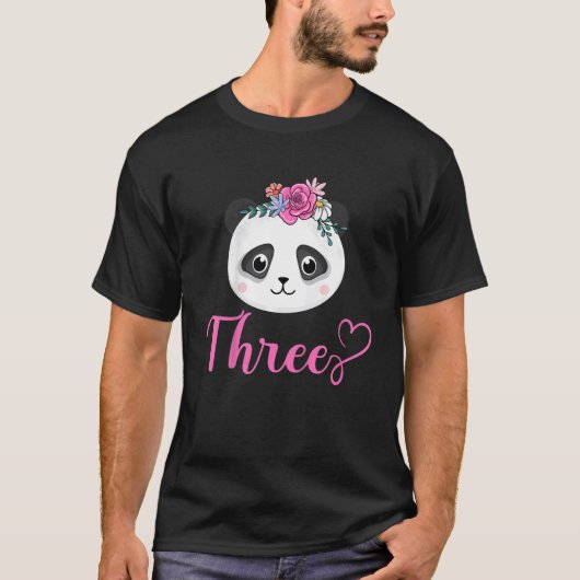 Kinder 3 jaar oude 3e jaarsuitrusting voor Panda U T-shirt (Voorkant)