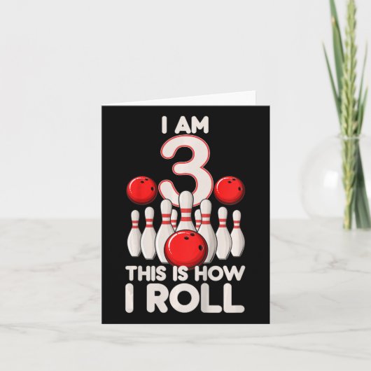 Kinder 3 jaar oude bowlingfeest 3e verjaardag is h kaart (Voorkant)