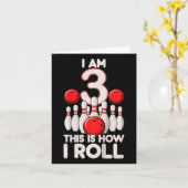 Kinder 3 jaar oude bowlingfeest 3e verjaardag is h kaart (Gele Bloem)