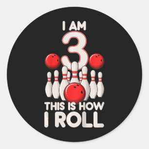 Kinder 3 jaar oude bowlingfeest 3e verjaardag is h ronde sticker