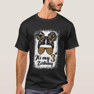 Kinder 3 jaar oude Bun Girl Leopard Het is mijn 3r T-shirt