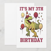 Kinder 3 jaar oude dinosauriërs verjaardag 3e fees kaart (Voorkant / Achterkant)