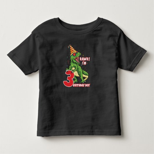 Kinder 3 jaar oude dinosauriërs verjaardag 3e fees kinder shirts (Voorkant)