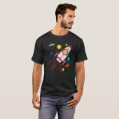 Kinder 3 jaar oude ruimteschip Rocket Birthday Ast T-shirt (Voorkant volledig)