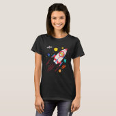Kinder 3 jaar oude ruimteschip Rocket Birthday Ast T-shirt (Voorkant volledig)
