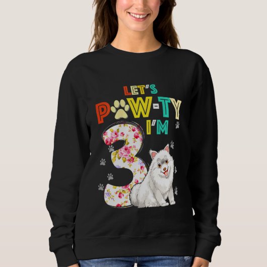 Kinder 3 jaar oude Samoyed Dog 3e verjaardag Pawty Trui (Voorkant)