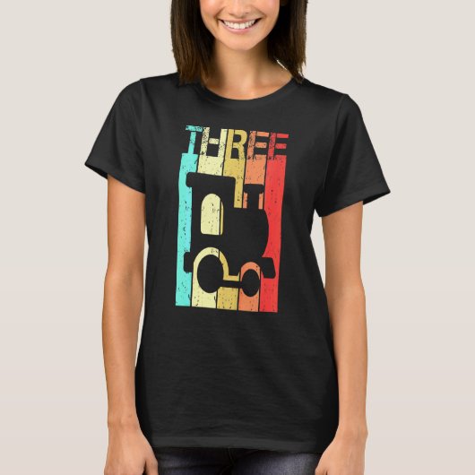 Kinder 3 jaar oude treinstel Derde derde verjaarda T-shirt (Voorkant)