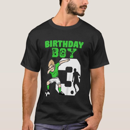 Kinder 3de Birthday Voetbal 3 jaar oude voetbalspe T-shirt (Voorkant)