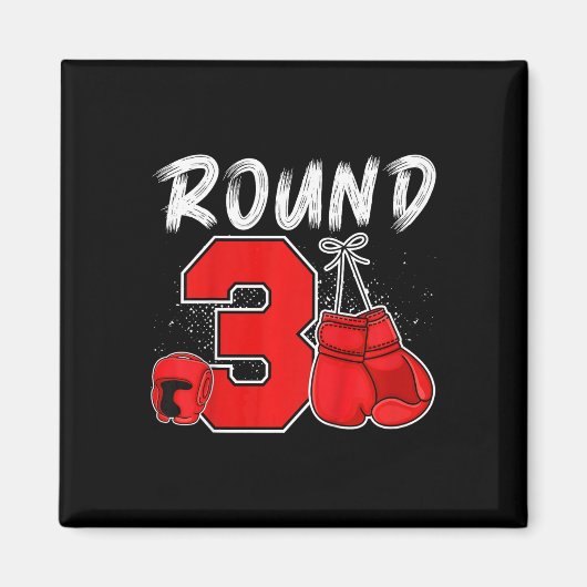 Kinder 3e Boksen Verjaardagsfeest Drie jaar oude B Magneet (Voorkant)