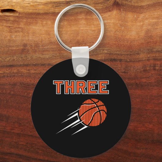 Kinder 3e Verjaardag Basketbal Party Jersey 3 jaar Sleutelhanger (Voorkant)