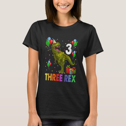 Kinder 3e verjaardag Dinosaur 3 jaar T-shirt (Voorkant)