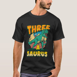 Kinder 3e Verjaardag Drie Jaar Oud Dinosaurus Rex  T-shirt