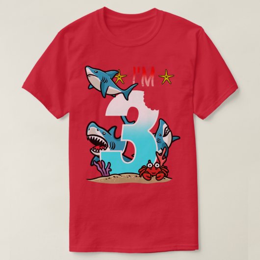 Kinder 3e verjaardag Haaien Onderwater Kinder jong T-shirt (Design voorkant)