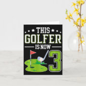 Kinder 3e Verjaardag Party Golf Boy Drie jaar oud  Kaart (Gele Bloem)