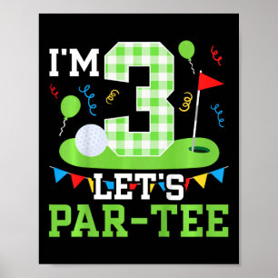 Kinder 3e Verjaardag Party Golf Boy Drie jaar oud  Poster