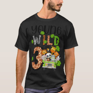 Kinder 3e verjaardag peuter jong wild drie 3 jaar t-shirt