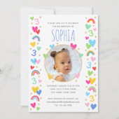 Kinder 3e Verjaardag Schattigee Regenboog Foto Har Kaart (Voorkant)