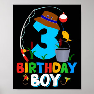 Kinder 3e Verjaardag Shirt Boy Vist Fish Bday Part Poster